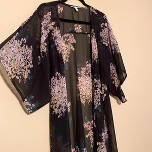 NWOT Maurices black floral kimono, sheer and lightweight, size 0X
